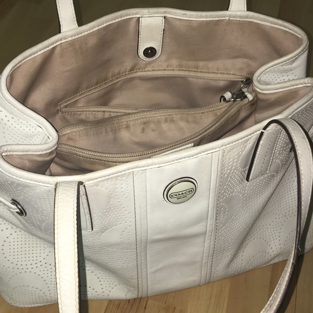 Coach Off-White Signature Perforated Leather Bag